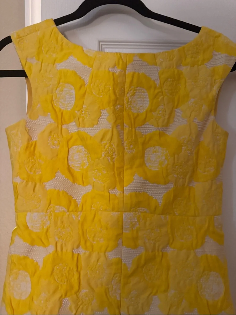 Tory Burch Yellow Floral Jacquard Sleeveless A-Line Dress